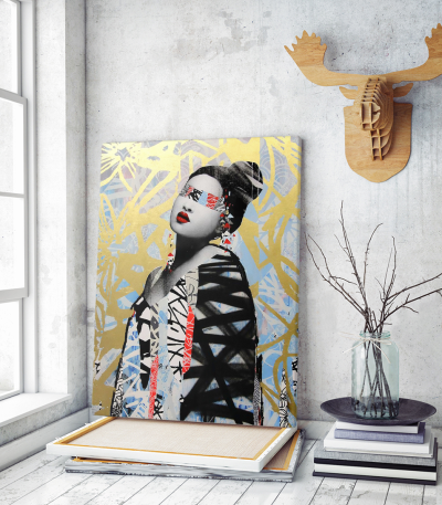 Πίνακας σε Καμβά : Gold Geisha Art