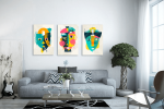 Σύνθεση Με Πίνακες Καμβάδες 60x40 - 3 Τεμάχια - Ethnic Abstract