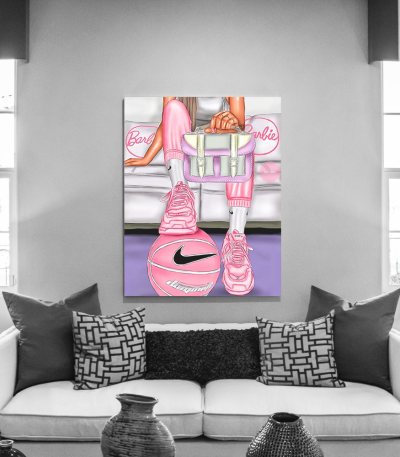 Πίνακας σε Καμβά : Pink Girly Illustration