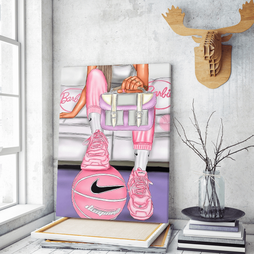Πίνακας σε Καμβά : Pink Girly Illustration