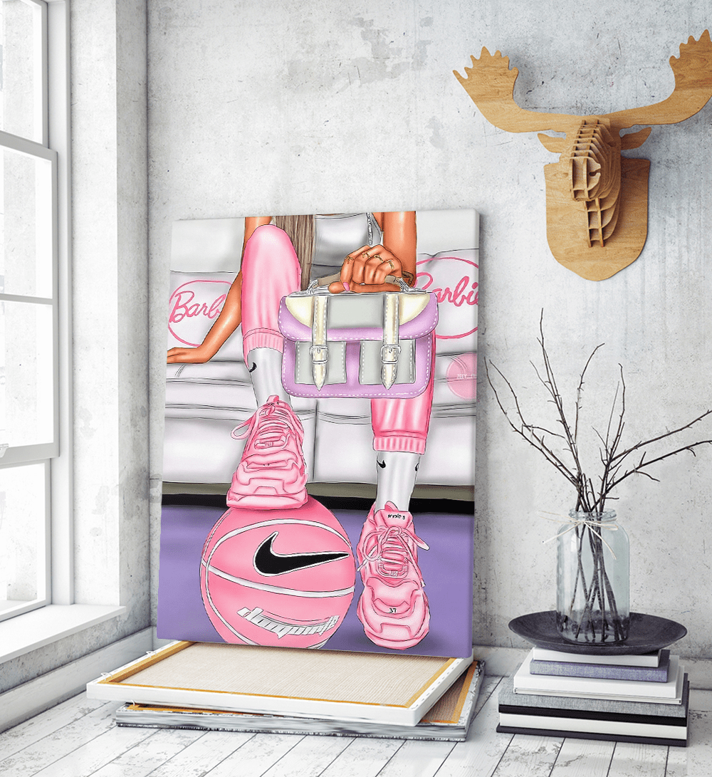 Πίνακας σε Καμβά : Pink Girly Illustration