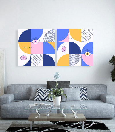 Σύνθεση Με Πίνακες Καμβάδες 60x60 - 2 Τεμάχια - Mosaic Art