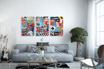 Σύνθεση Με Πίνακες Καμβάδες 60x40 - 3 Τεμάχια - Pop Art Synthesis