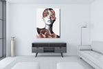 Πίνακας σε Καμβά : Pink Floral Portrait Woman