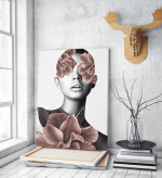 Πίνακας σε Καμβά : Pink Floral Portrait Woman