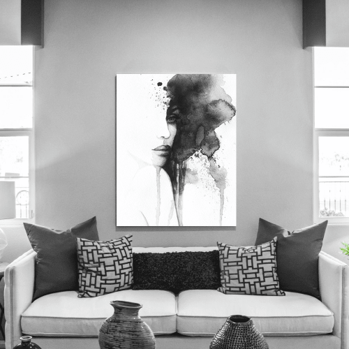 Πίνακας σε Καμβά : Black And White Lady Painting