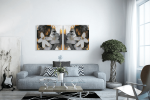 Σύνθεση Με Πίνακες Καμβάδες 60x60 - 2 Τεμάχια - Lady Gold Flowers