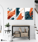 Σύνθεση Με Πίνακες Καμβάδες 60x40 - 3 Τεμάχια - Abstract Orange Synthesis