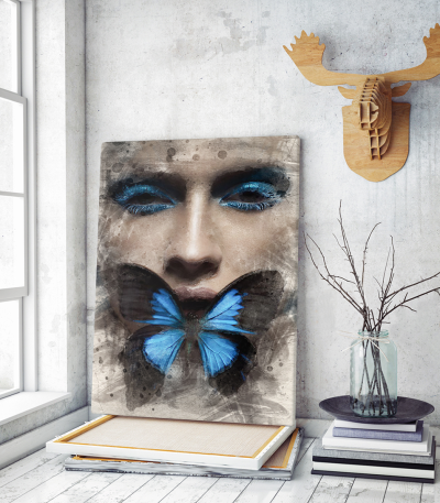 Πίνακας σε Καμβά : Lady Butterfly Portrait