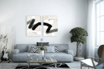 Σύνθεση με πίνακες Καμβάδες : Abstract Black and Beige Synthesis - 2 Τεμάχια 70x 50
