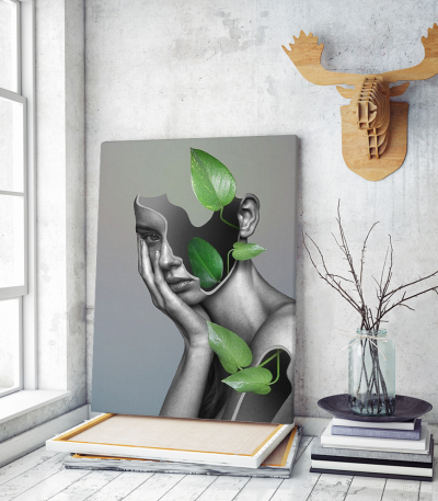 Πίνακας σε Καμβά : Woman Portrait Leaf
