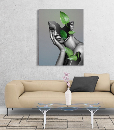 Πίνακας σε Καμβά : Woman Portrait Leaf