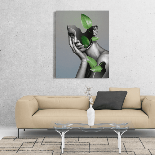 Πίνακας σε Καμβά : Woman Portrait Leaf