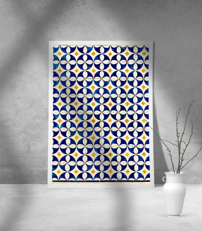 Εκτύπωση σε Αφίσα Χαρτί Blue-Yellow-Wthite Pattern