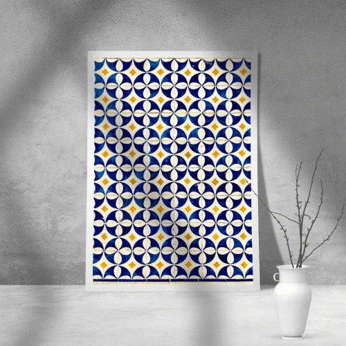 Εκτύπωση σε Αφίσα Χαρτί Blue-Yellow-Wthite Pattern