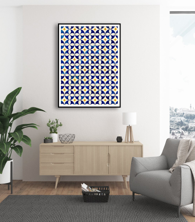 Εκτύπωση σε Αφίσα Χαρτί Blue-Yellow-Wthite Pattern