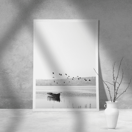 Εκτύπωση σε Αφίσα Χαρτί Black and White Boat