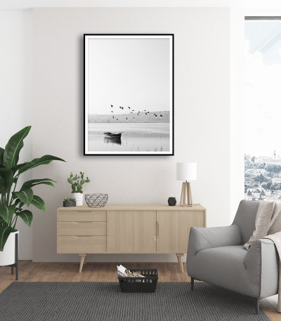 Εκτύπωση σε Αφίσα Χαρτί Black and White Boat