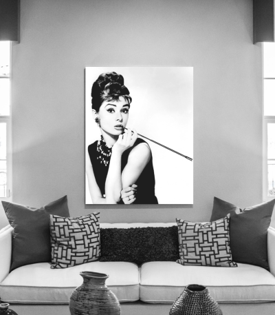 Πίνακας σε Καμβά : Audrey Hepburn B&W