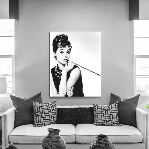 Πίνακας σε Καμβά : Audrey Hepburn B&W