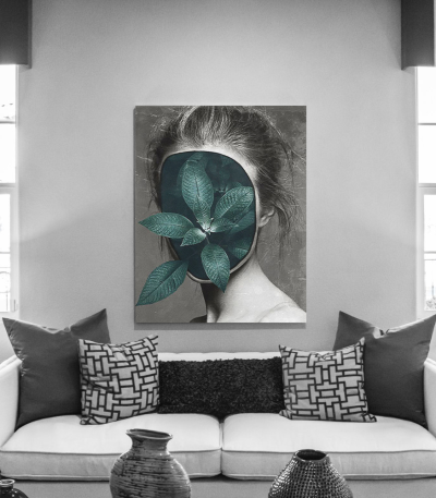 Πίνακας σε Καμβά : Leaf Face Portrait