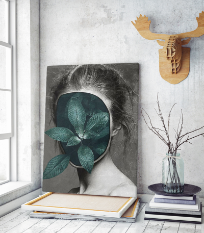 Πίνακας σε Καμβά : Leaf Face Portrait