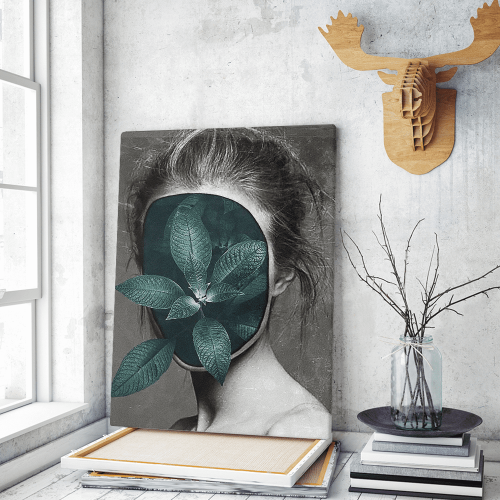 Πίνακας σε Καμβά : Leaf Face Portrait