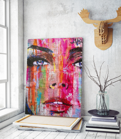Πίνακας σε Καμβά : Newspaper Abstract Color Portrait