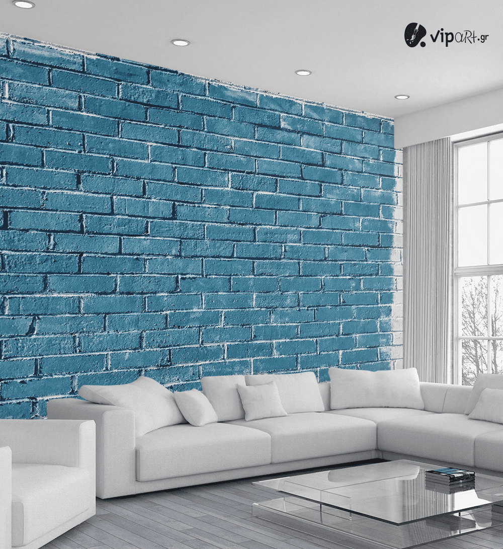 Αυτοκόλλητη Ταπετσαρία Τοίχου 3d : Blue Brick