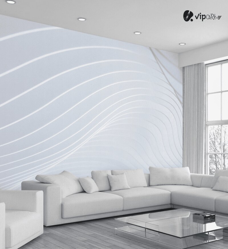 Αυτοκόλλητη Ταπετσαρία Τοίχου 3d : White Line Pattern