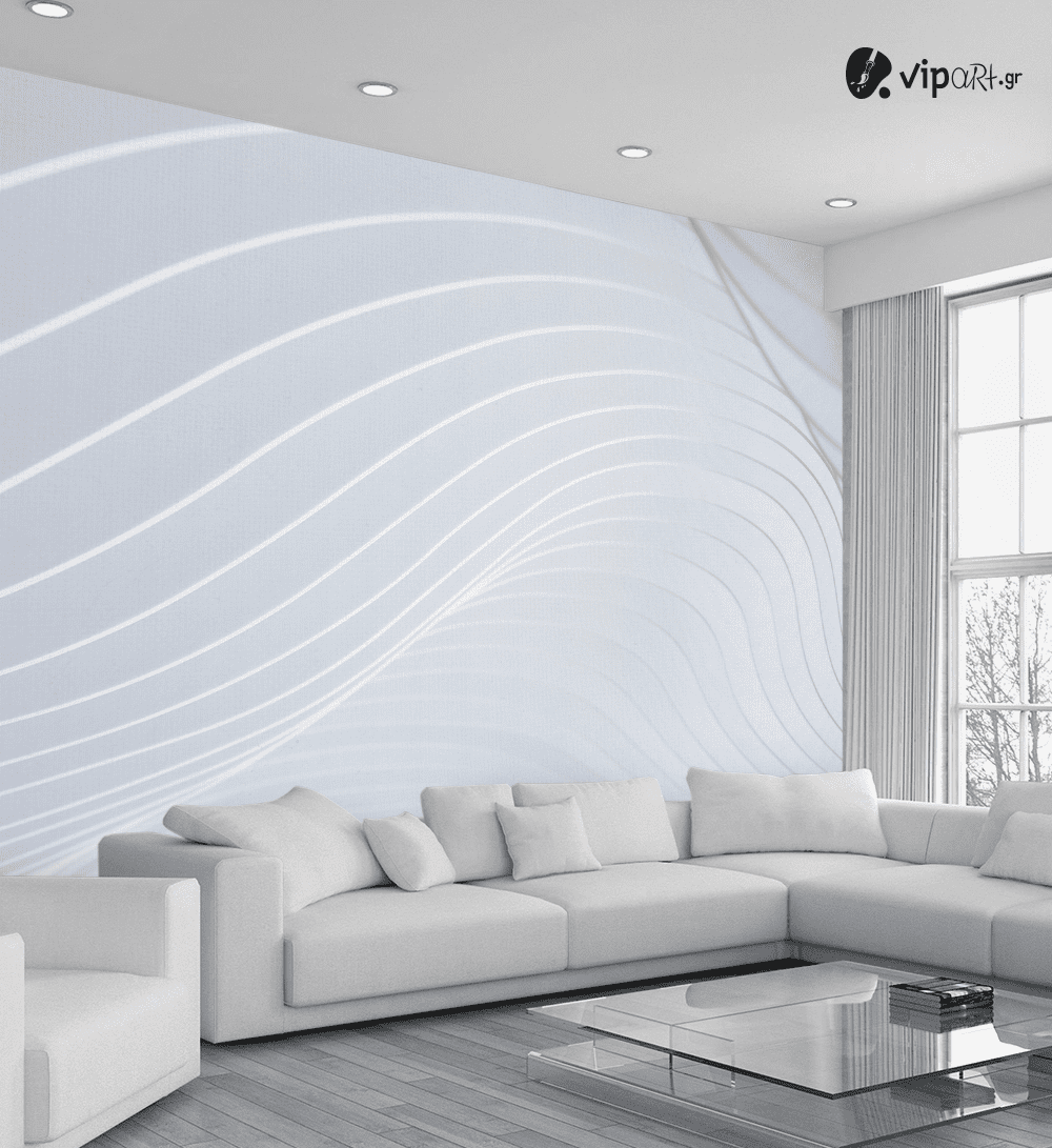 Αυτοκόλλητη Ταπετσαρία Τοίχου 3d : White Line Pattern