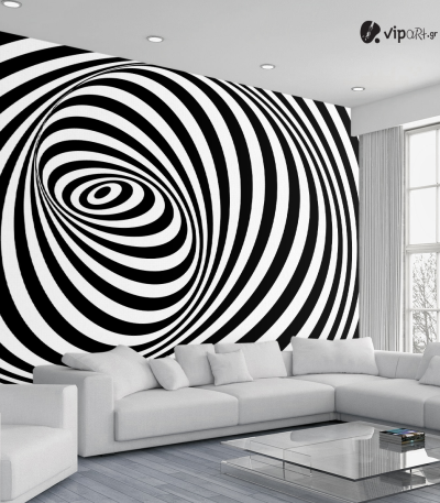 Αυτοκόλλητη Ταπετσαρία Τοίχου 3d : Illusion black & white