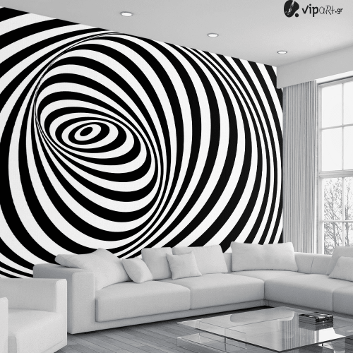 Αυτοκόλλητη Ταπετσαρία Τοίχου 3d : Illusion black & white