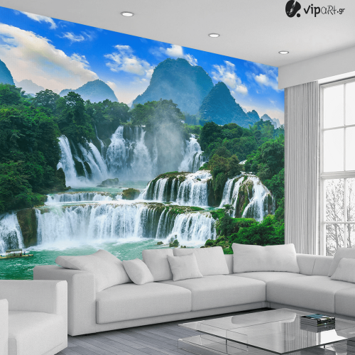 Αυτοκόλλητη Ταπετσαρία Τοίχου 3d : Exotic Waterfall