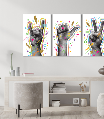 Σύνθεση Με Πίνακες Καμβάδες 60x40 - 3 Τεμάχια - Hand Art