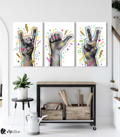 Σύνθεση Με Πίνακες Καμβάδες 60x40 - 3 Τεμάχια - Hand Art