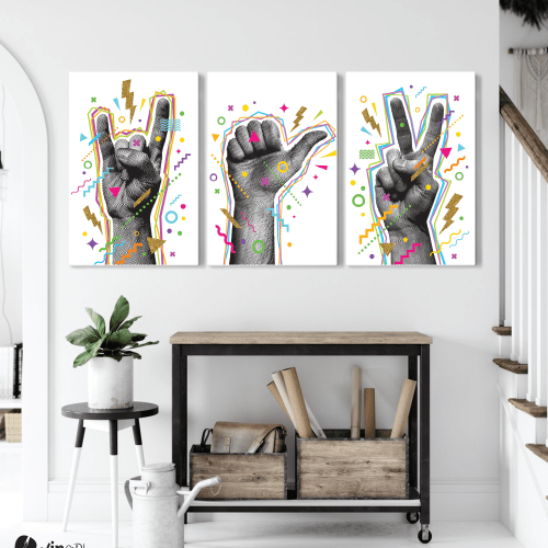 Σύνθεση Με Πίνακες Καμβάδες 60x40 - 3 Τεμάχια - Hand Art
