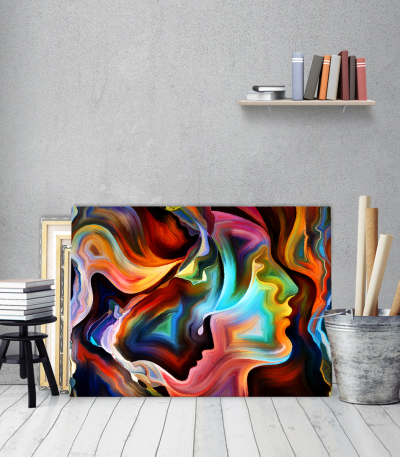 Πίνακας σε Καμβά : Paint faces abstract