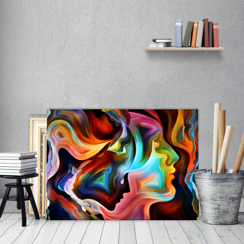 Πίνακας σε Καμβά : Paint faces abstract