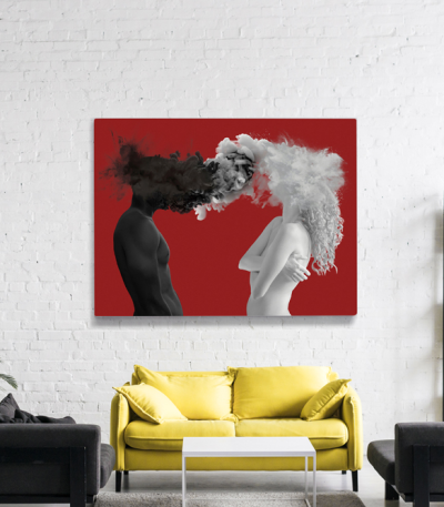 Πίνακας σε Καμβά : Surealism Couple Smoke