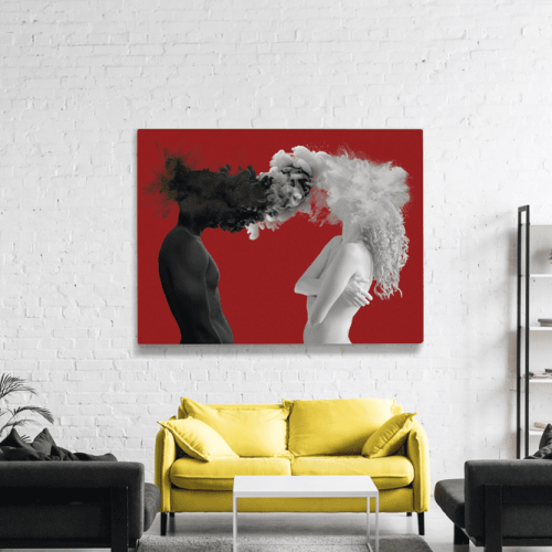 Πίνακας σε Καμβά : Surealism Couple Smoke