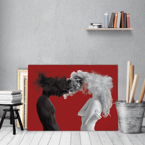 Πίνακας σε Καμβά : Surealism Couple Smoke