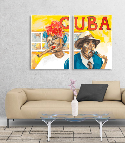 Σύνθεση με πίνακες Καμβάδες : Art of Cuban people - 2 Τεμάχια 70x 50