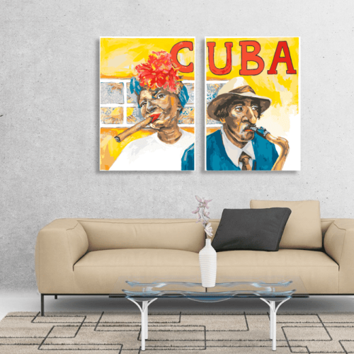 Σύνθεση με πίνακες Καμβάδες : Art of Cuban people - 2 Τεμάχια 70x 50