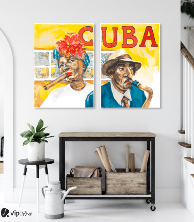Σύνθεση με πίνακες Καμβάδες : Art of Cuban people - 2 Τεμάχια 70x 50