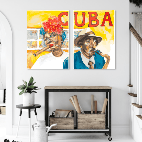 Σύνθεση με πίνακες Καμβάδες : Art of Cuban people - 2 Τεμάχια 70x 50