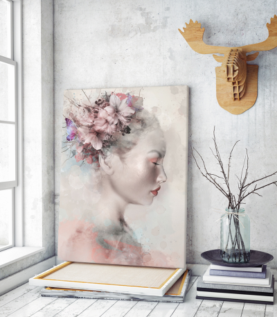 Πίνακας σε Καμβά : Flower head lady