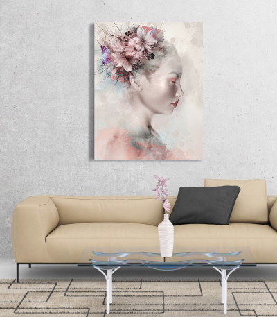 Πίνακας σε Καμβά : Flower head lady