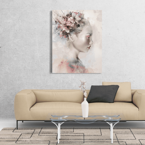 Πίνακας σε Καμβά : Flower head lady