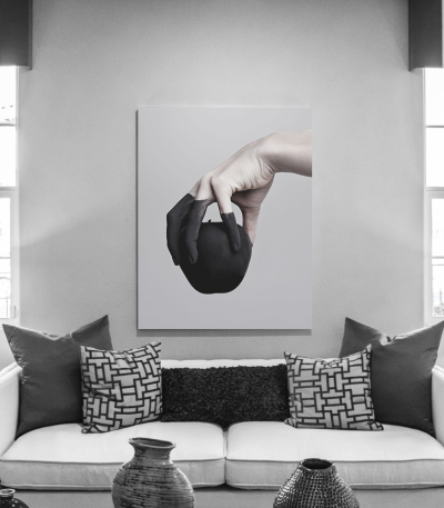 Πίνακας σε Καμβά : Black Apple Minimalistic Art